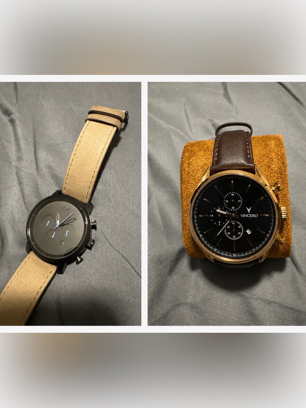 MVMT + Vincero Men’s Watch Bundle – 2 Chronograph Leather Watches